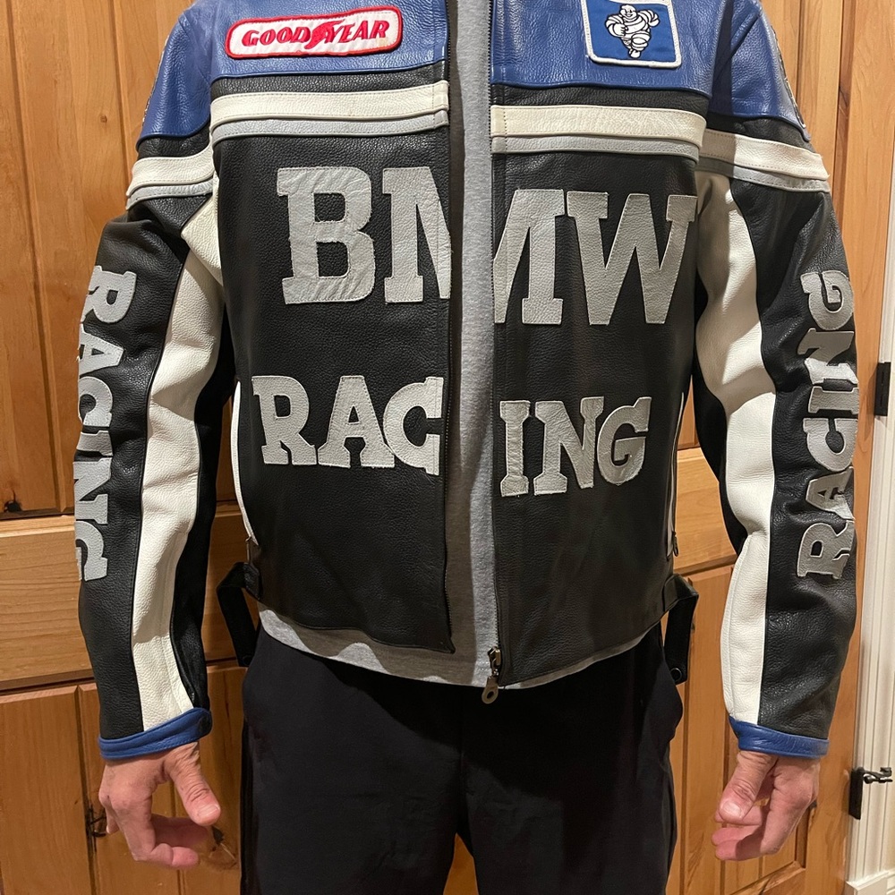 BMW Motorsport Leather Jacket - Black, Blue, White